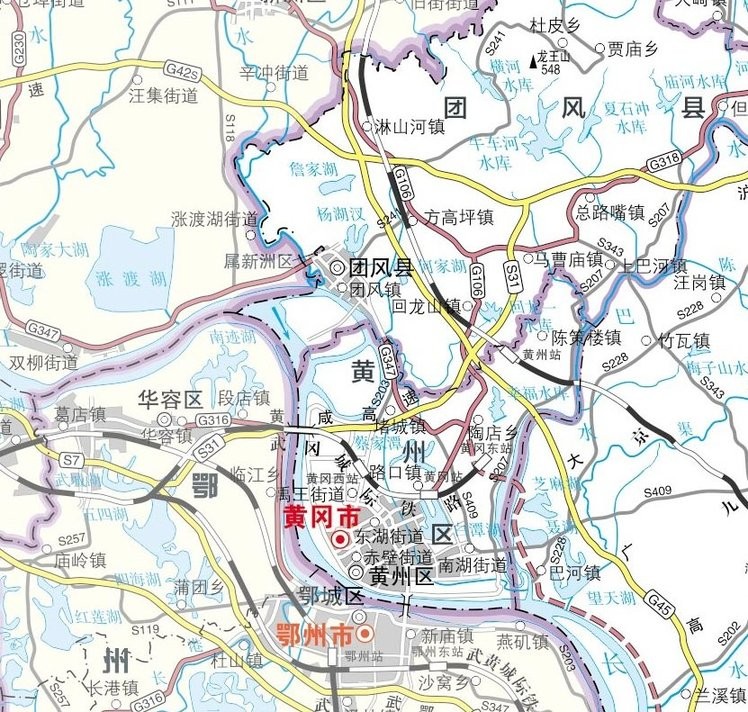 黄冈地图高清版最新版