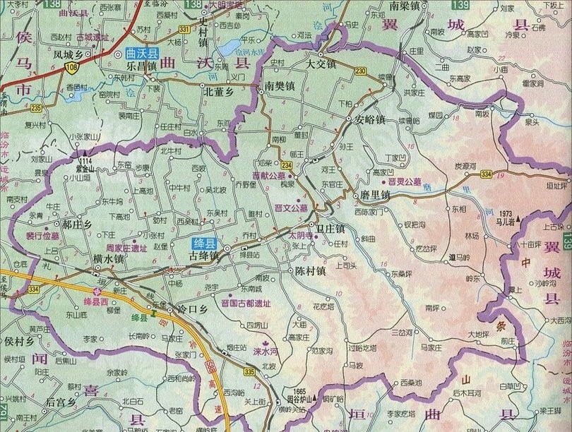 新绛县地图高清版